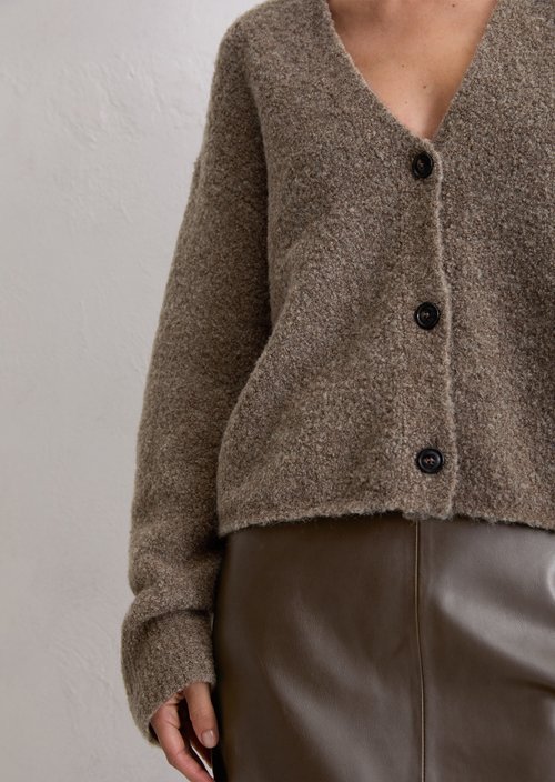 Bouclé cardigan regular — Shaded Brown Melange