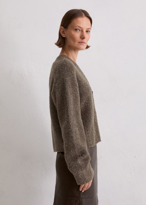 Bouclé cardigan regular — Shaded Brown Melange