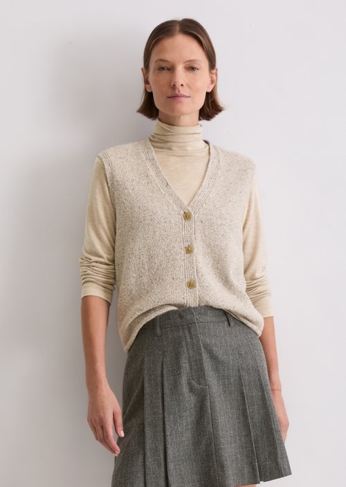 Tweed cardigan regular — Chalky Mauve Melange