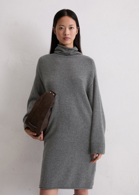 Marc O'Polo Strickkleid relaxed, Damen, grau, Gr. 42, 80% Wolle, 20% Polyamid