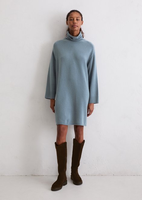 Marc O'Polo Strickkleid relaxed, Damen, blau, Gr. 36, 80% Wolle, 20% Polyamid