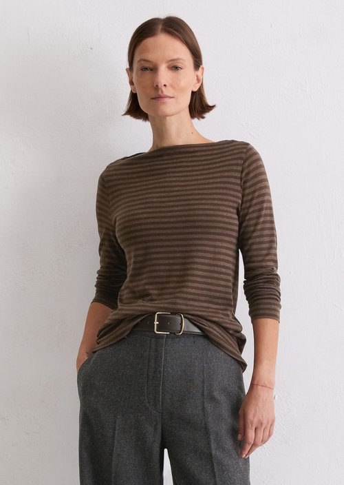 Regular striped longsleeve — Dark Brown