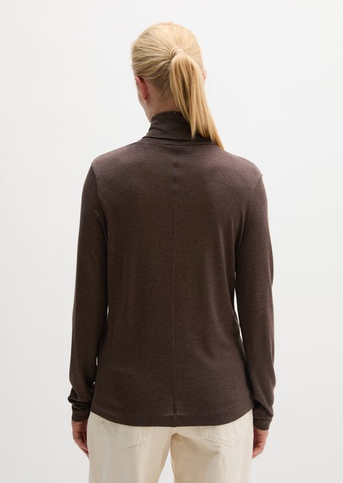Regular turtleneck longsleeve — Shaded Brown Melange