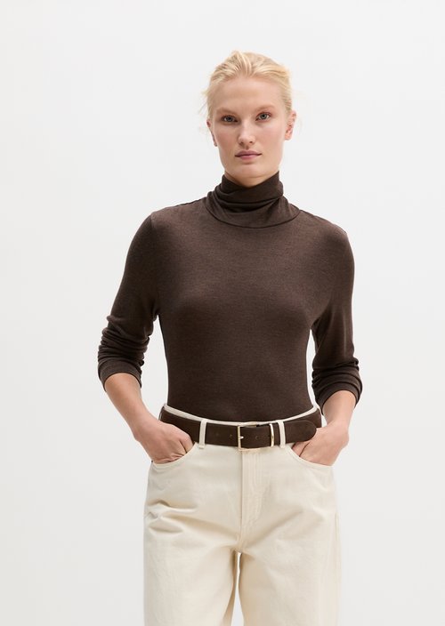 Regular turtleneck longsleeve — Shaded Brown Melange