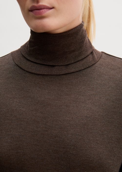 Regular turtleneck longsleeve — Shaded Brown Melange