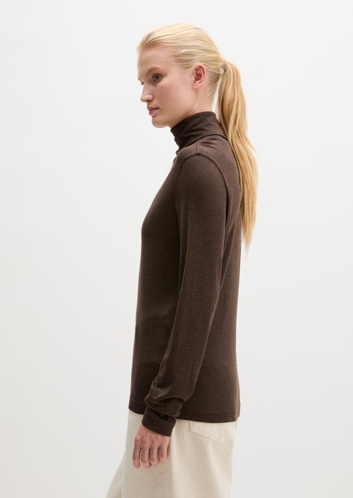 Regular turtleneck longsleeve — Shaded Brown Melange