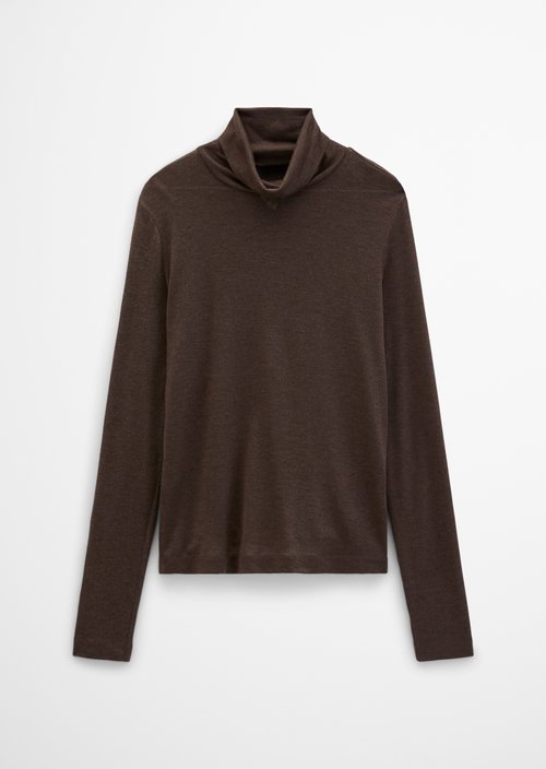 Regular turtleneck longsleeve — Shaded Brown Melange