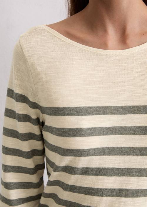 Gestreepte longsleeve regular Dark Grey in detailaanzicht