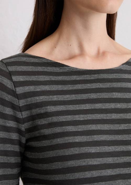 Gestreepte longsleeve regular Dark Grey in detailaanzicht