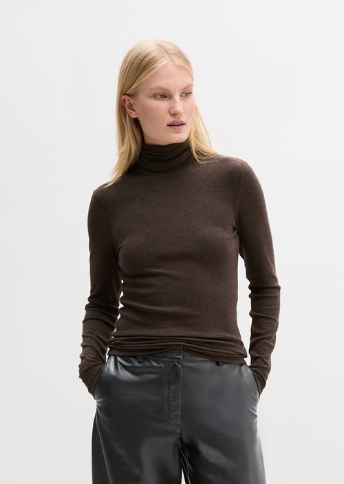 Regular turtleneck longsleeve — Stone Brown Melange