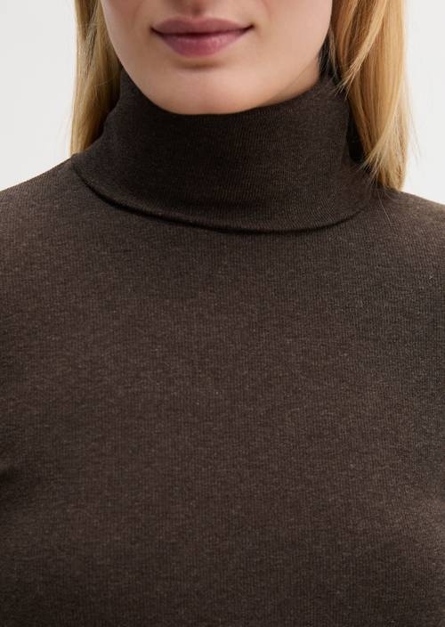 Regular turtleneck longsleeve Stone Brown Melange in detail view