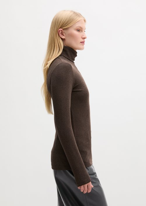 Regular turtleneck longsleeve — Stone Brown Melange