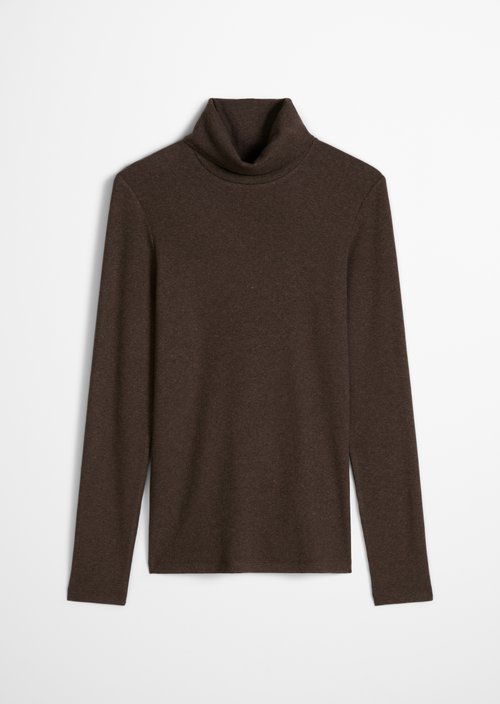Regular turtleneck longsleeve — Stone Brown Melange