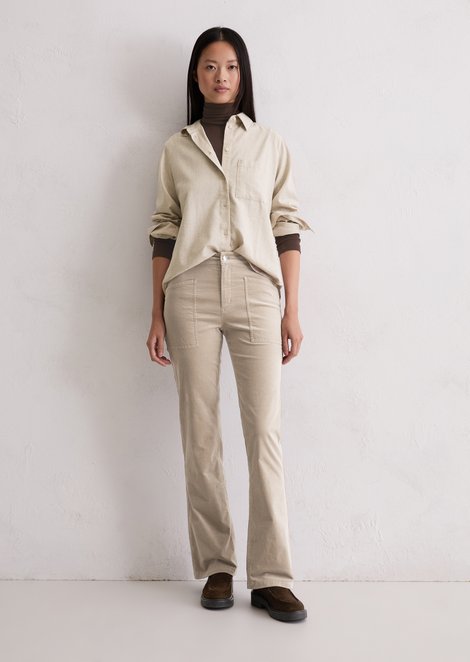 Marc O'Polo Fluwelen broek model Kiruna uitlopend, Dames, grijs, 29/30, 98% Katoen, 2% Elasthaan