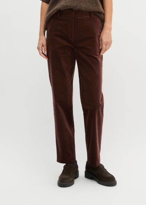 Velvet tapered trousers — Shaded Brown