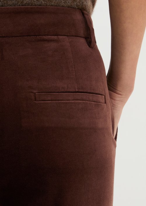 Velvet tapered trousers — Shaded Brown