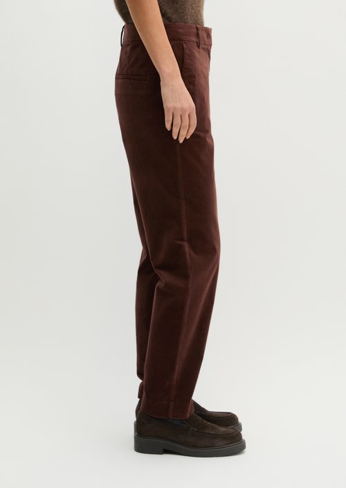Velvet tapered trousers — Shaded Brown