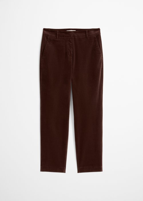 Velvet tapered trousers — Shaded Brown