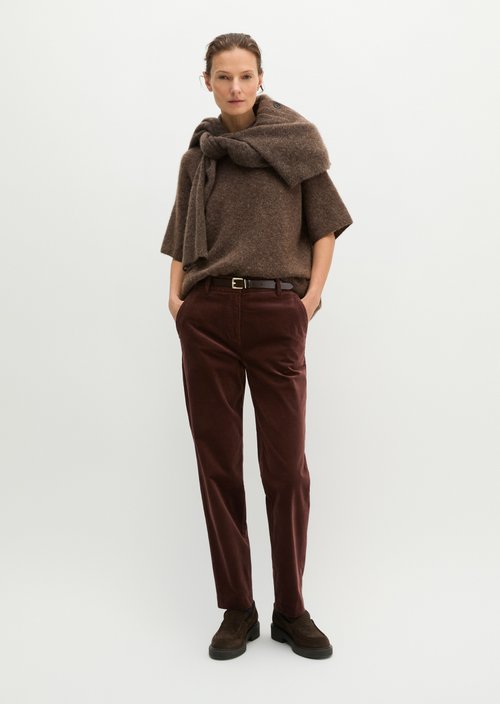 Velvet tapered trousers — Shaded Brown
