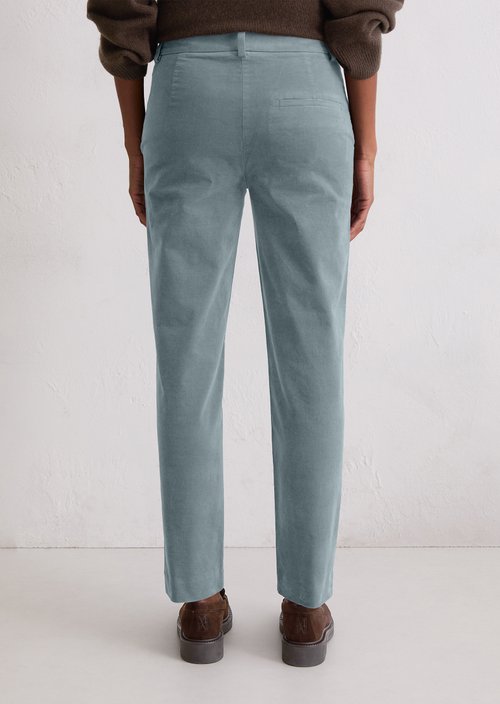 Velvet tapered trousers — Slate Blue