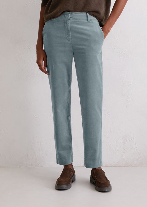 Velvet tapered trousers — Slate Blue