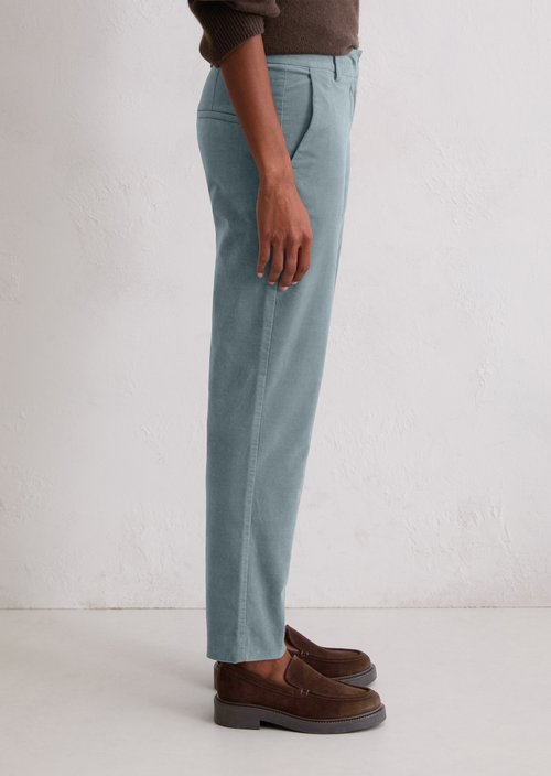 Velvet tapered trousers — Slate Blue