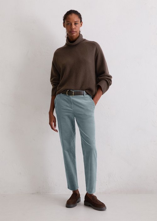 Velvet tapered trousers — Slate Blue