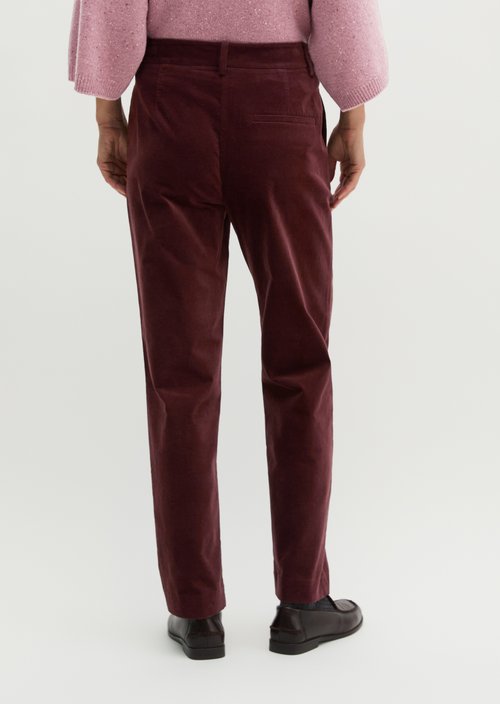 Velvet tapered trousers — Black Cherry