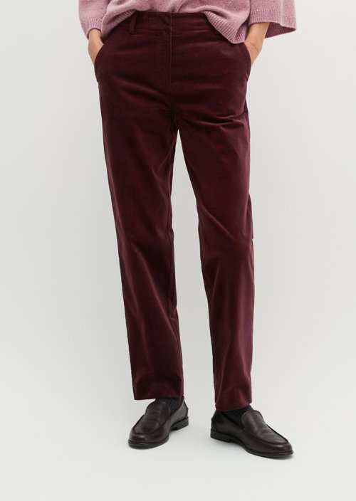 Velvet tapered trousers — Black Cherry