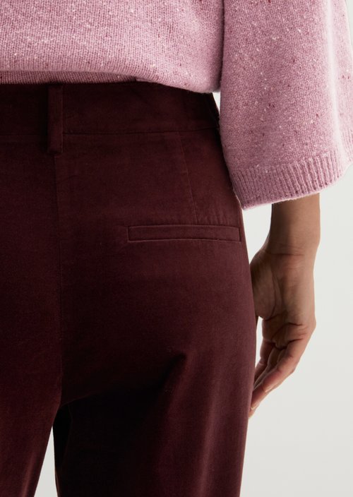 Velvet tapered trousers — Black Cherry