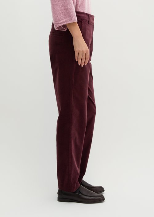 Velvet tapered trousers — Black Cherry