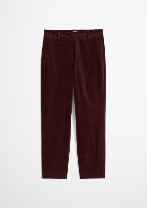Velvet tapered trousers — Black Cherry