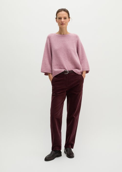 Velvet tapered trousers — Black Cherry