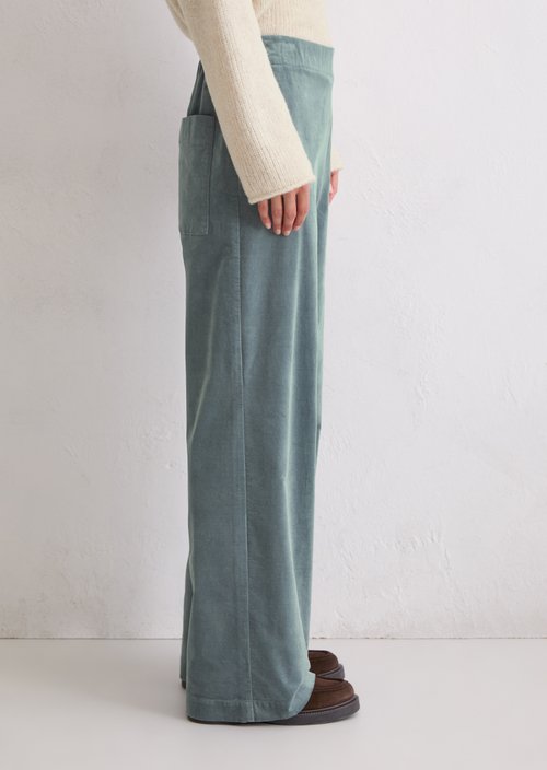 Velvet pants loose — Slate Blue