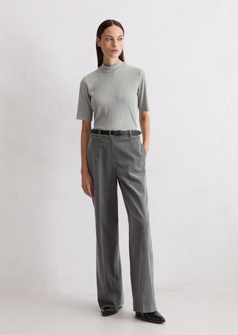 Marc O'Polo Samthose wide, Damen, grau, Gr. 34, 64% Baumwolle, 35% Lyocell, 1% Elasthan