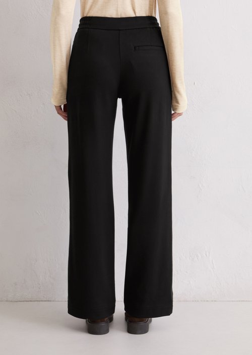 Twill jersey trousers wide — Black