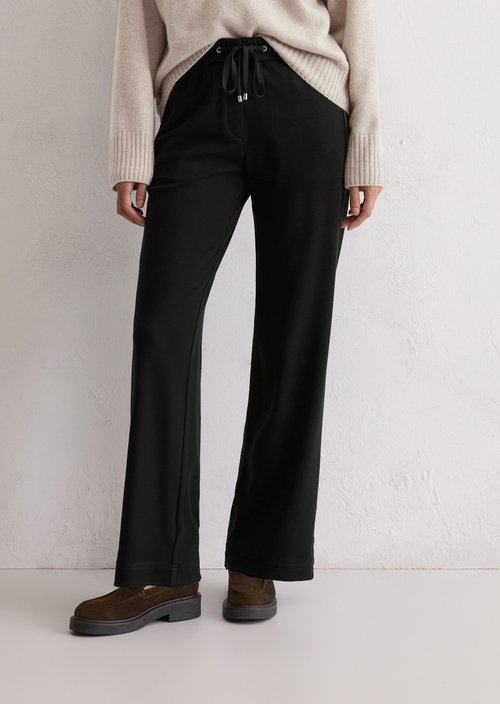 Twill jersey trousers wide — Black