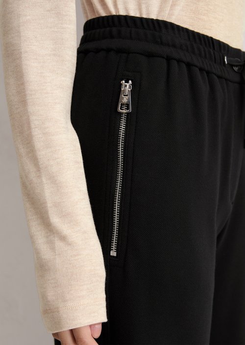 Twill jersey trousers wide — Black