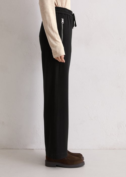 Twill jersey trousers wide — Black