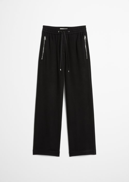 Twill jersey trousers wide — Black
