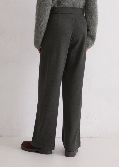 Twill jersey trousers wide — Night Grey Melange