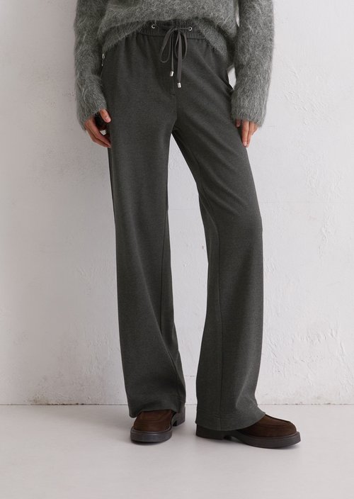 Twill jersey trousers wide — Night Grey Melange