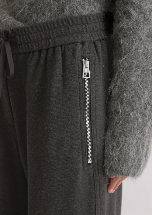 Twill jersey trousers wide — Night Grey Melange