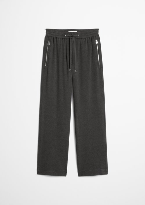 Twill jersey trousers wide — Night Grey Melange