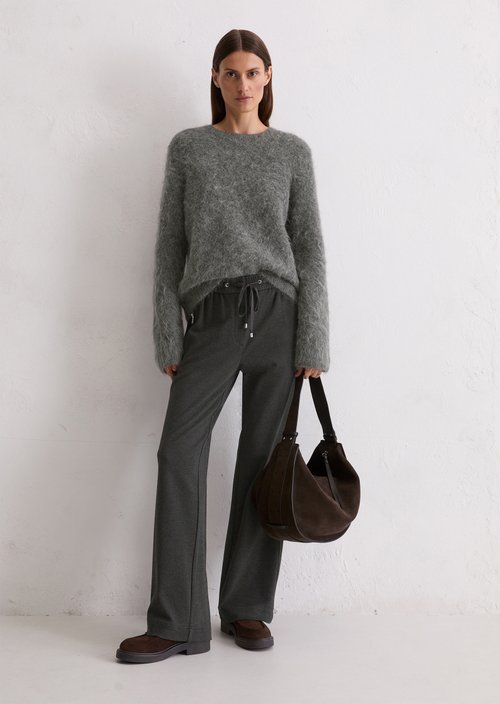 Twill jersey trousers wide — Night Grey Melange