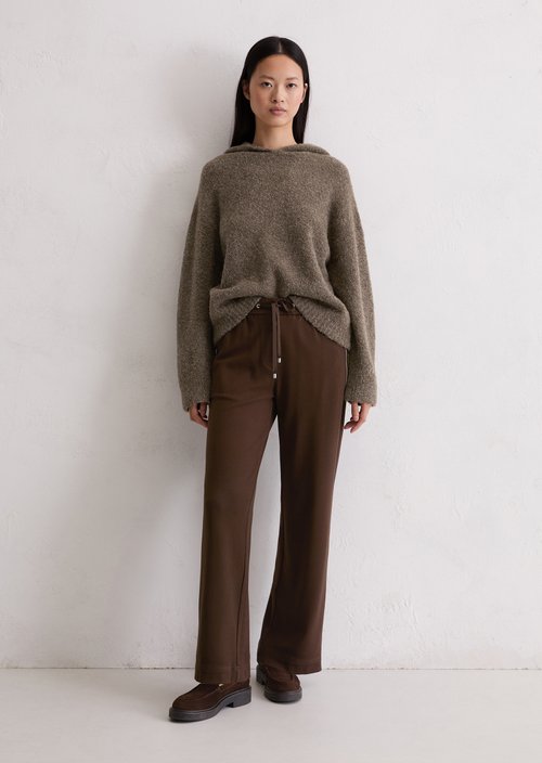 Twill jersey trousers wide — Shaded Brown
