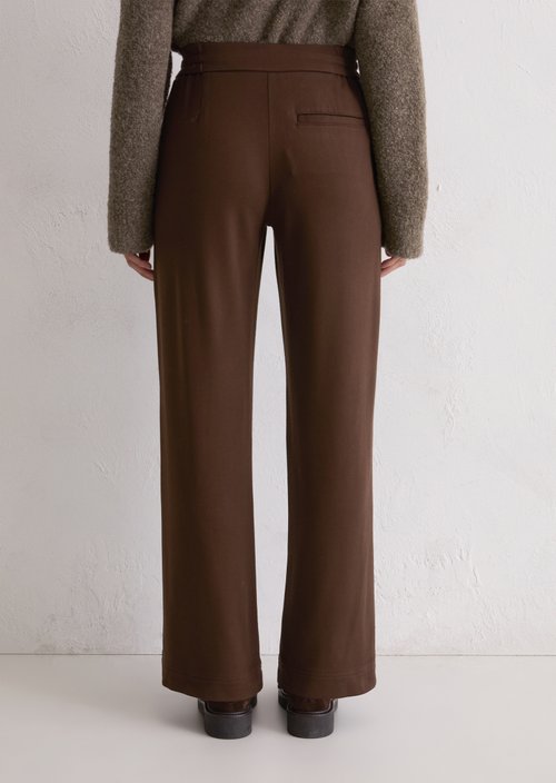 Twill jersey trousers wide — Shaded Brown