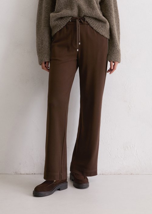 Twill jersey trousers wide — Shaded Brown