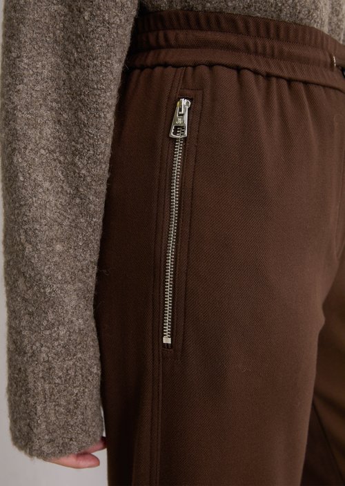 Twill jersey trousers wide — Shaded Brown
