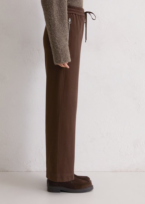 Twill jersey trousers wide — Shaded Brown